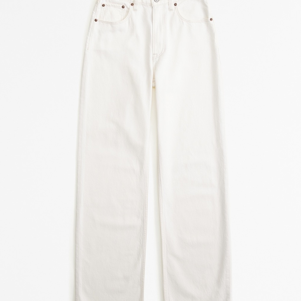 Abercrombie & Fitch High Rise Loose Jean in Cream, SIZE 31 SHORT